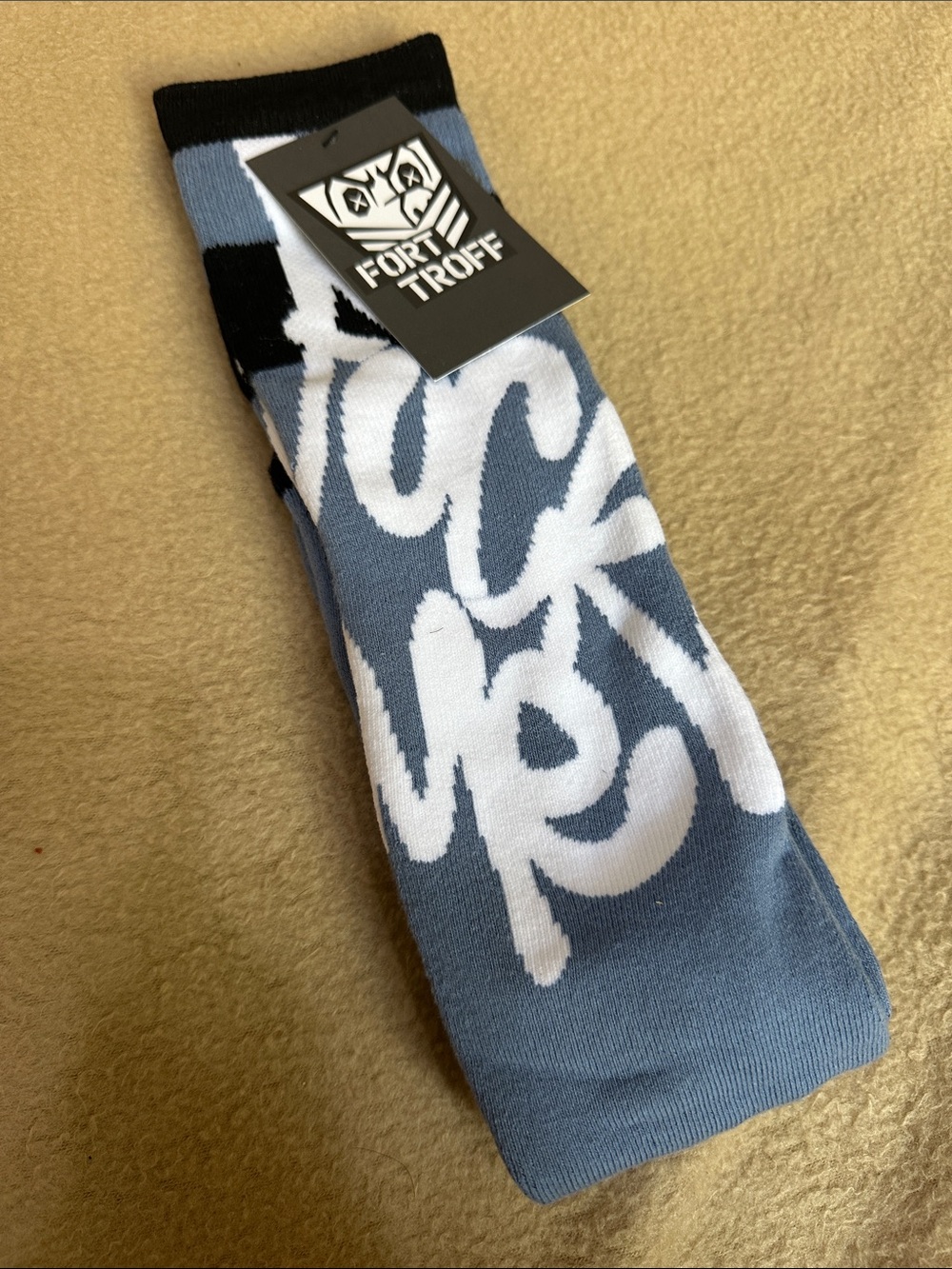Fort Troff F*** Me Light Blue and Black Graphic Socks